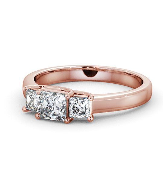Three Stone Princess Diamond Sweeping Prongs Ring 18K Rose Gold TH1_RG_THUMB2 