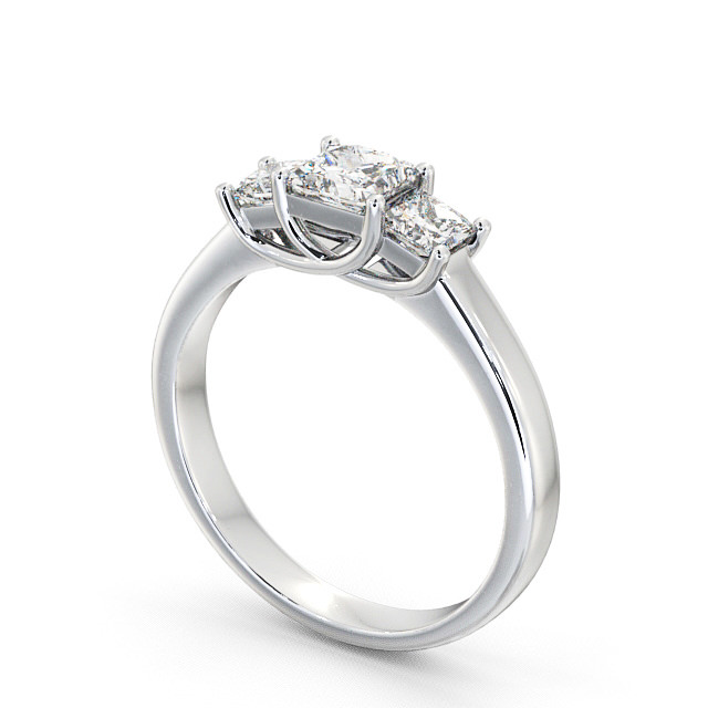 Three Stone Princess Diamond Ring 9K White Gold - Aislaby TH1_WG_SIDE