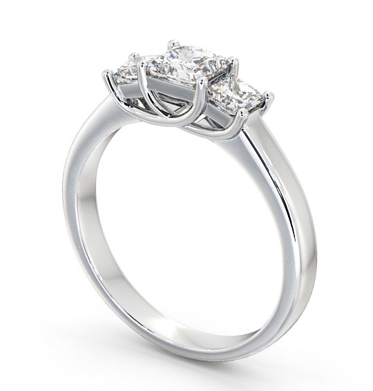 Three Stone Princess Diamond Sweeping Prongs Ring Platinum TH1_WG_THUMB1