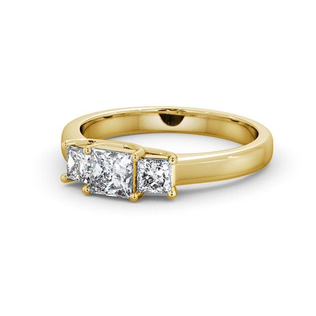Three Stone Princess Diamond Ring 9K Yellow Gold - Aislaby TH1_YG_FLAT