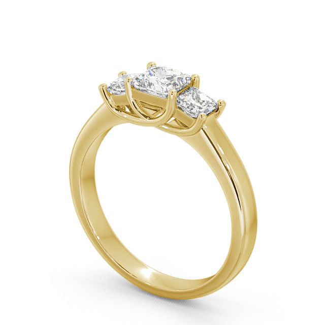 Three Stone Princess Diamond Ring 18K Yellow Gold - Aislaby TH1_YG_SIDE