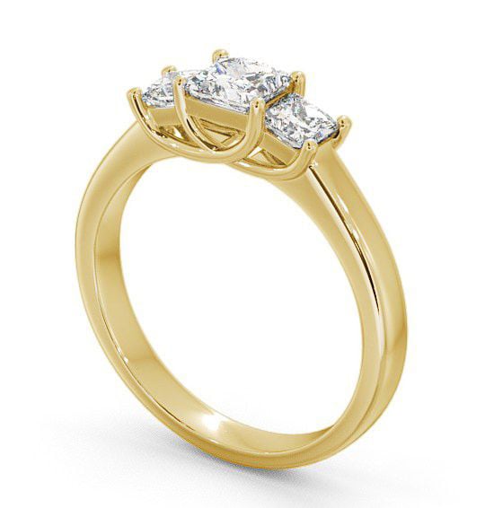 Three Stone Princess Diamond Sweeping Prongs Ring 9K Yellow Gold TH1_YG_THUMB1