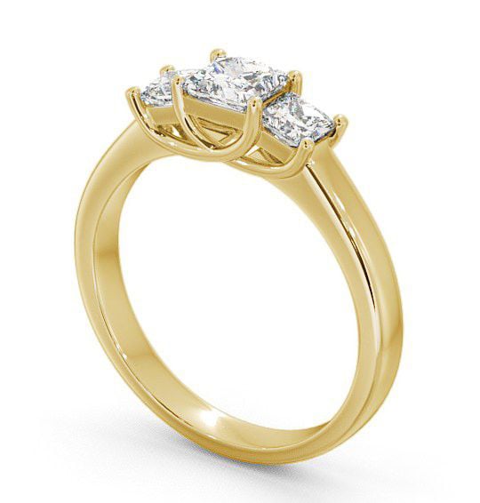 Three Stone Princess Diamond Sweeping Prongs Ring 9K Yellow Gold TH1_YG_THUMB1 