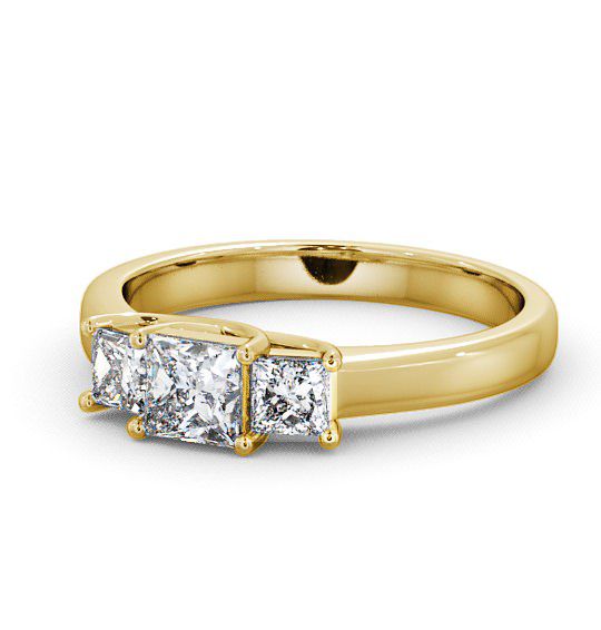 Three Stone Princess Diamond Sweeping Prongs Ring 9K Yellow Gold TH1_YG_THUMB2 