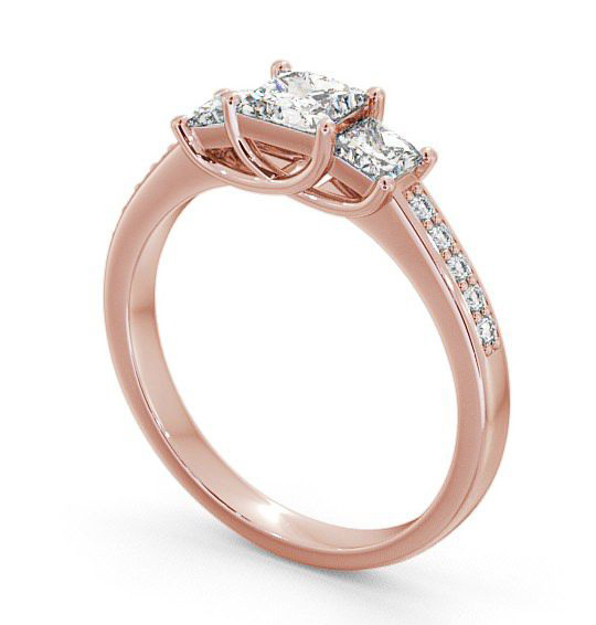 Three Stone Princess Diamond Trilogy Ring 18K Rose Gold with Channel Set Side Stones TH1S_RG_THUMB1 