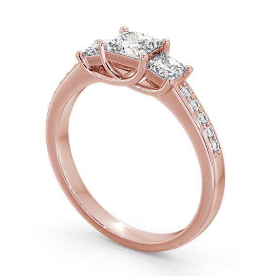 Three Stone Princess Diamond Trilogy Ring 9K Rose Gold with Channel Set Side Stones TH1S_RG_THUMB1 