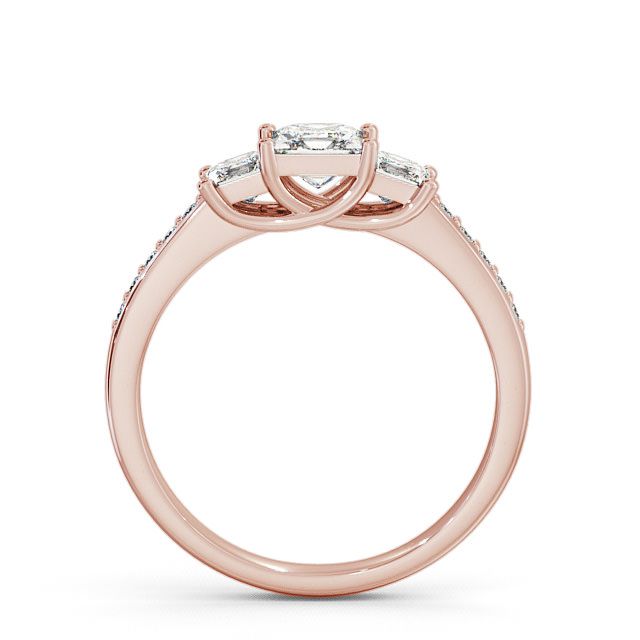 Three Stone Princess Diamond Ring 9K Rose Gold With Side Stones - Amberley TH1S_RG_UP