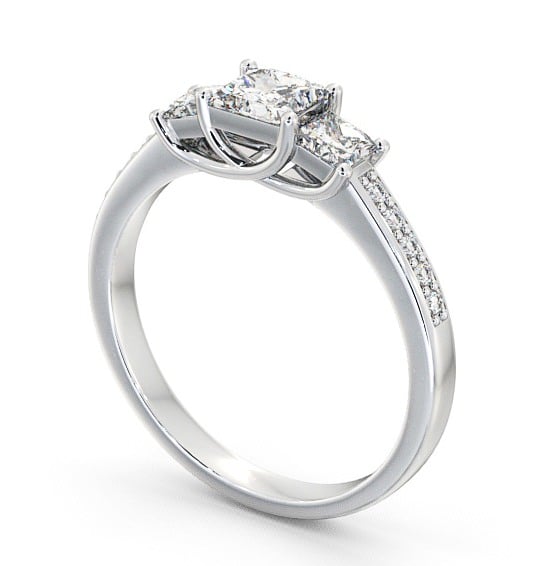 Three Stone Princess Diamond Trilogy Ring Platinum with Channel Set Side Stones TH1S_WG_THUMB1 