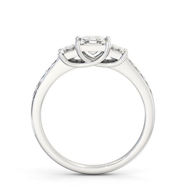 Three Stone Princess Diamond Ring Palladium With Side Stones - Amberley TH1S_WG_UP