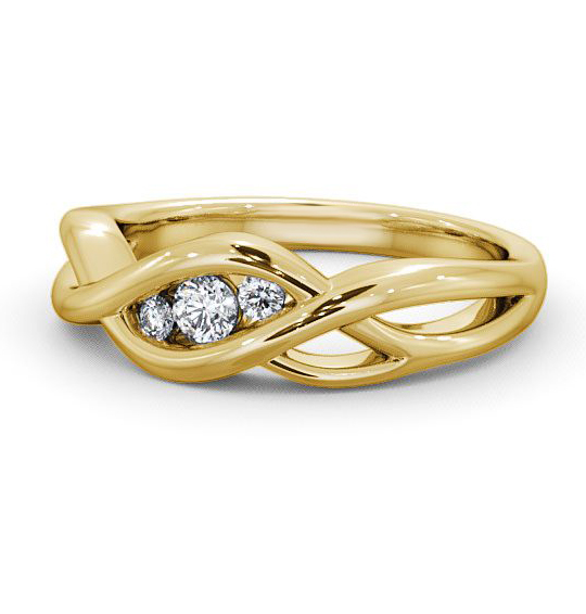 Ebley Three Stone Ring Round Diamond 0.15ct Twisted Band TH21_YG_THUMB2 