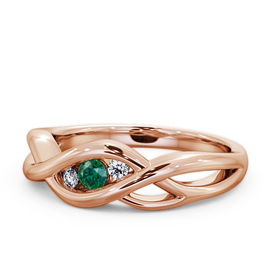  Three Stone Emerald and Diamond 0.11ct Ring 9K Rose Gold - Ebley TH21GEM_RG_EM_THUMB2 