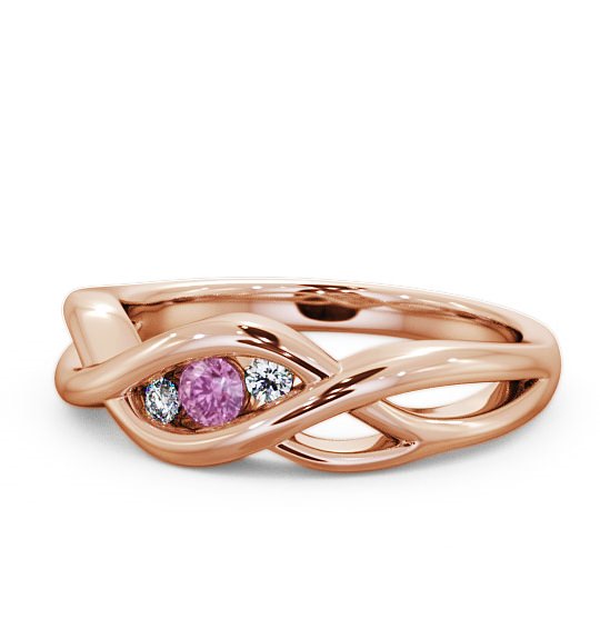  Three Stone Pink Sapphire and Diamond 0.13ct Ring 18K Rose Gold - Ebley TH21GEM_RG_PS_THUMB2 