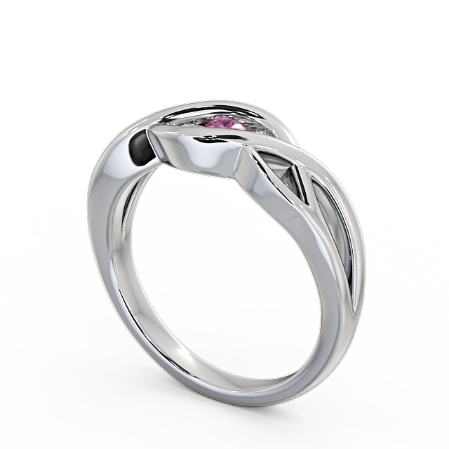 Three Stone Pink Sapphire and Diamond 0.13ct Ring 9K White Gold - Ebley TH21GEM_WG_PS_SIDE