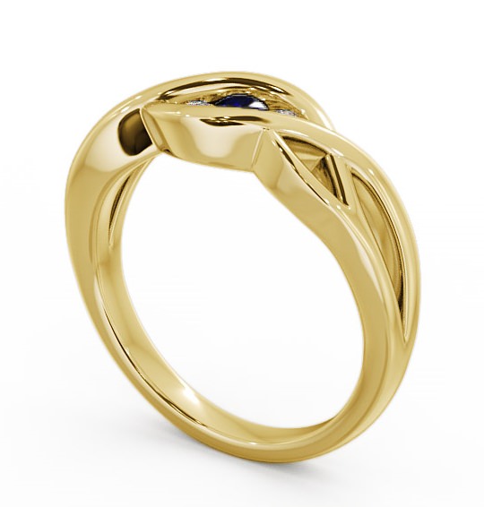 Three Stone Blue Sapphire and Diamond 0.13ct Ring 18K Yellow Gold - Ebley TH21GEM_YG_BS_THUMB1
