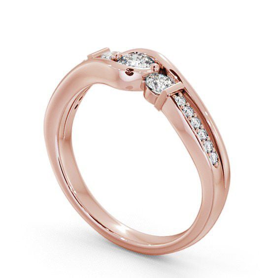 Three Stone Round Diamond Channel Set Ring 18K Rose Gold with Channel Set Side Stones TH22_RG_THUMB1 
