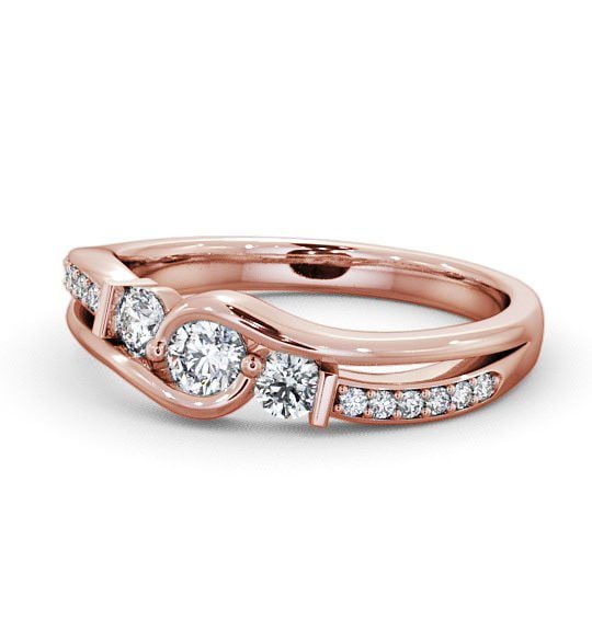 Three Stone Round Diamond Channel Set Ring 9K Rose Gold with Channel Set Side Stones TH22_RG_THUMB2 