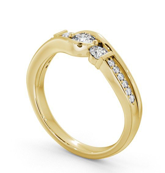 Three Stone Round Diamond Ring 18K Yellow Gold With Side Stones - Daviot TH22_YG_THUMB1