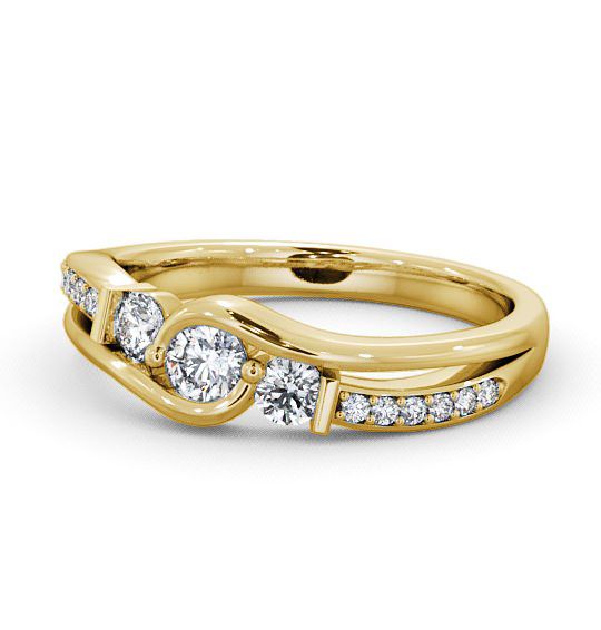 Three Stone Round Diamond Channel Set Ring 18K Yellow Gold with Channel Set Side Stones TH22_YG_THUMB2 