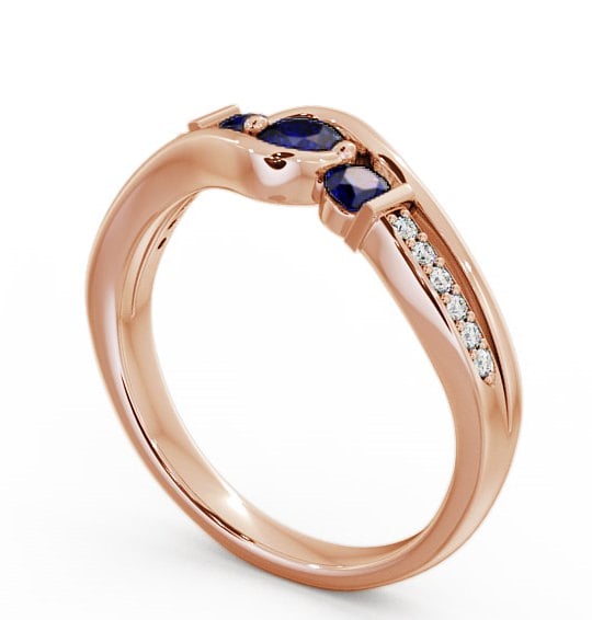 Three Stone Blue Sapphire and Diamond 0.38ct Ring 18K Rose Gold TH22GEM_RG_BS_THUMB1