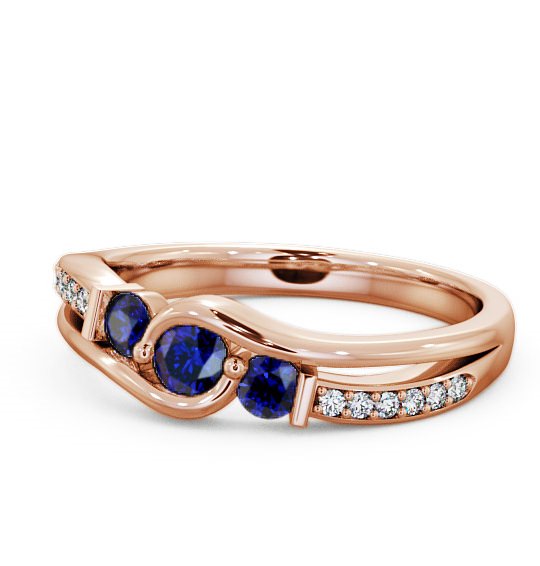  Three Stone Blue Sapphire and Diamond 0.38ct Ring 9K Rose Gold - Daviot TH22GEM_RG_BS_THUMB2 