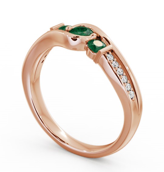 Three Stone Emerald and Diamond 0.31ct Ring 18K Rose Gold TH22GEM_RG_EM_THUMB1