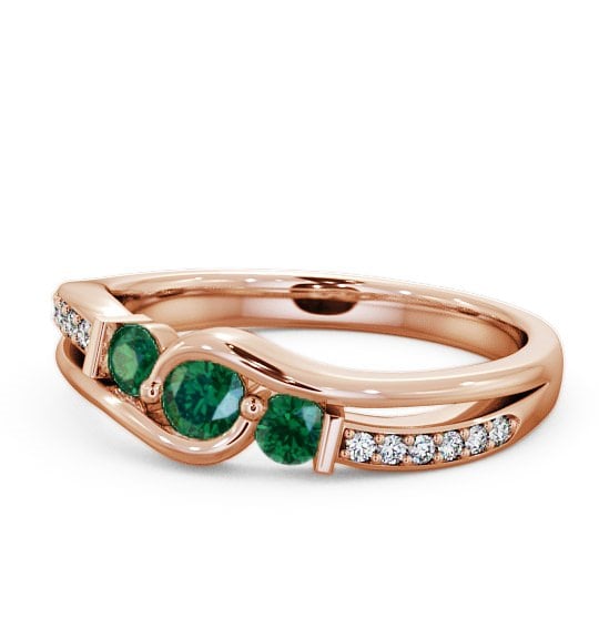  Three Stone Emerald and Diamond 0.31ct Ring 9K Rose Gold - Daviot TH22GEM_RG_EM_THUMB2 