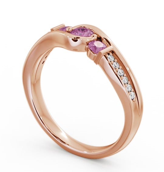 Three Stone Pink Sapphire and Diamond 0.38ct Ring 9K Rose Gold TH22GEM_RG_PS_THUMB1