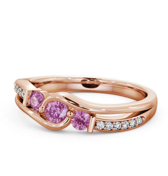  Three Stone Pink Sapphire and Diamond 0.38ct Ring 18K Rose Gold - Daviot TH22GEM_RG_PS_THUMB2 