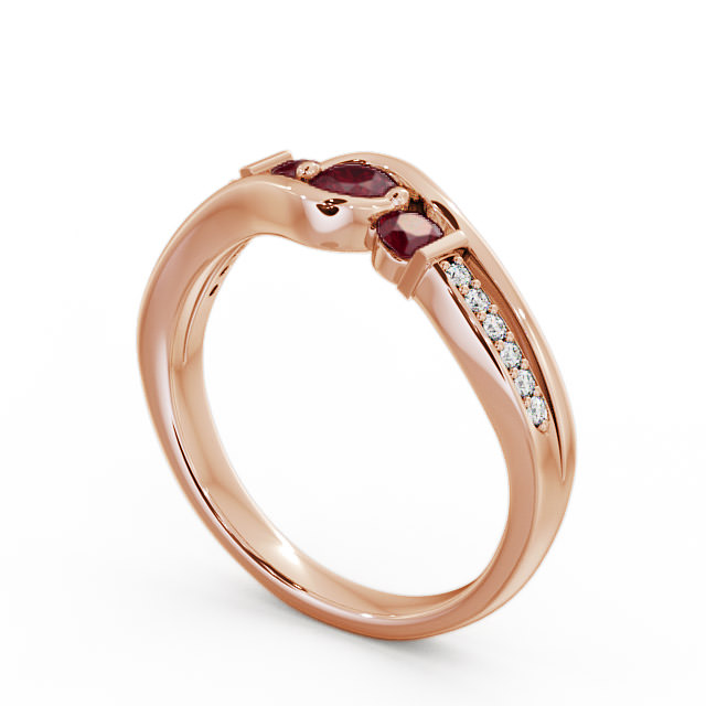 Three Stone Ruby and Diamond 0.38ct Ring 9K Rose Gold - Daviot TH22GEM_RG_RU_SIDE