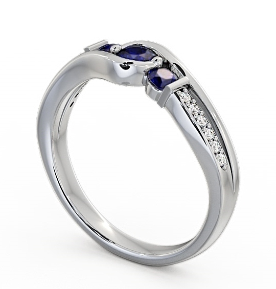 Three Stone Blue Sapphire and Diamond 0.38ct Ring Platinum TH22GEM_WG_BS_THUMB1