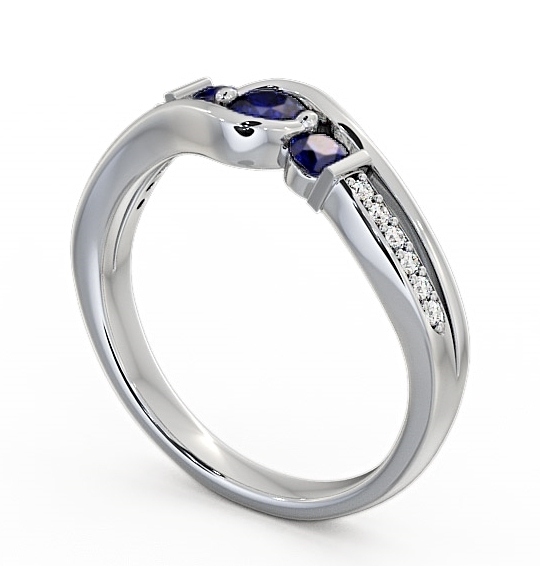 Three Stone Blue Sapphire and Diamond 0.38ct Ring 9K White Gold TH22GEM_WG_BS_THUMB1