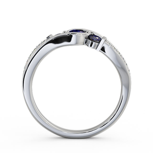 Three Stone Blue Sapphire and Diamond 0.38ct Ring 18K White Gold - Daviot TH22GEM_WG_BS_UP