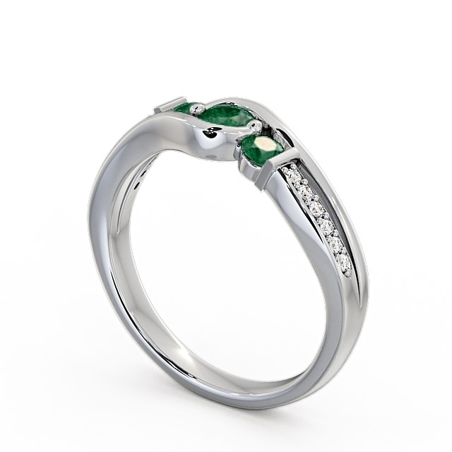 Three Stone Emerald and Diamond 0.31ct Ring Palladium - Daviot TH22GEM_WG_EM_SIDE