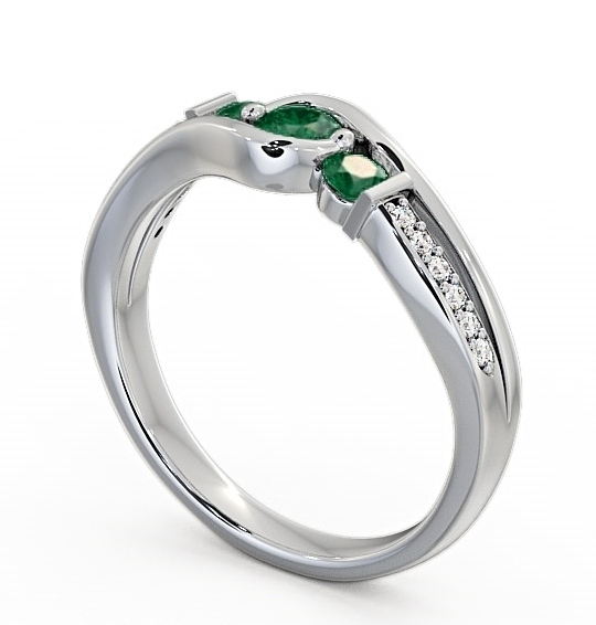 Three Stone Emerald and Diamond 0.31ct Ring Platinum TH22GEM_WG_EM_THUMB1