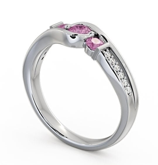  Three Stone Pink Sapphire and Diamond 0.38ct Ring Palladium - Daviot TH22GEM_WG_PS_THUMB1 