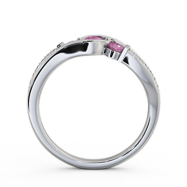 Three Stone Pink Sapphire and Diamond 0.38ct Ring 18K White Gold - Daviot TH22GEM_WG_PS_UP