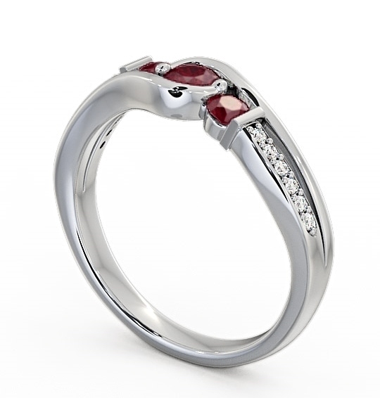 Three Stone Ruby and Diamond 0.38ct Ring 9K White Gold TH22GEM_WG_RU_THUMB1