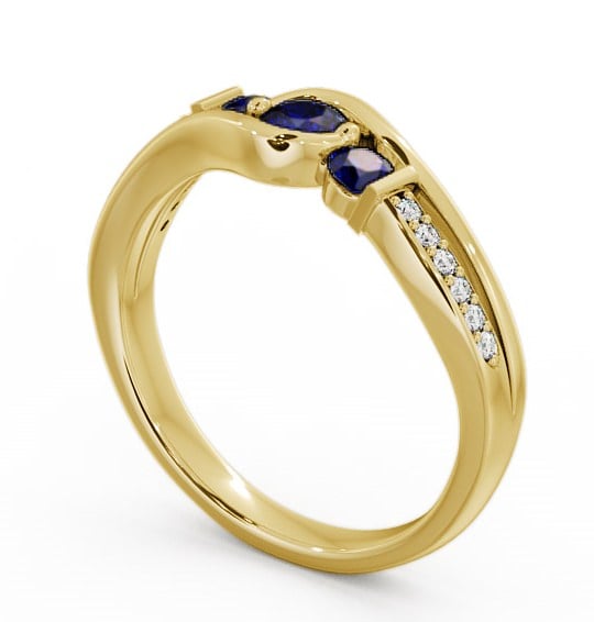 Three Stone Blue Sapphire and Diamond 0.38ct Ring 9K Yellow Gold - Daviot TH22GEM_YG_BS_THUMB1