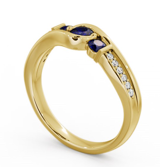 Three Stone Blue Sapphire and Diamond 0.38ct Ring 18K Yellow Gold TH22GEM_YG_BS_THUMB1