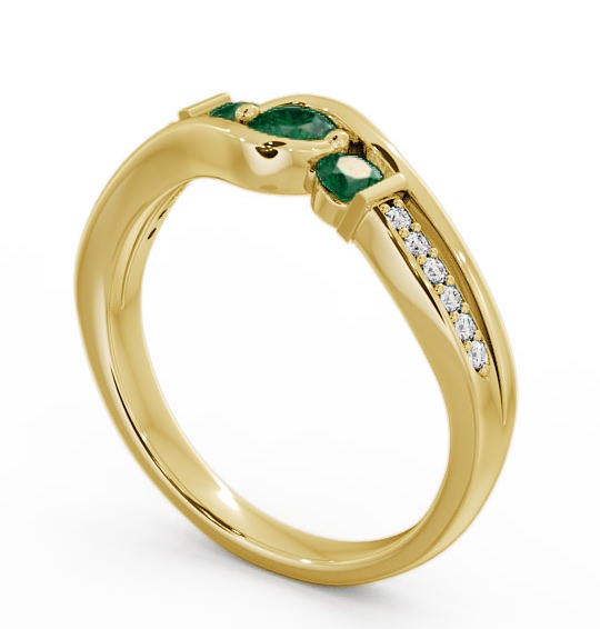 Three Stone Emerald and Diamond 0.31ct Ring 9K Yellow Gold TH22GEM_YG_EM_THUMB1