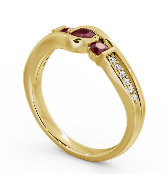  Three Stone Ruby and Diamond 0.38ct Ring 18K Yellow Gold - Daviot TH22GEM_YG_RU_THUMB1 