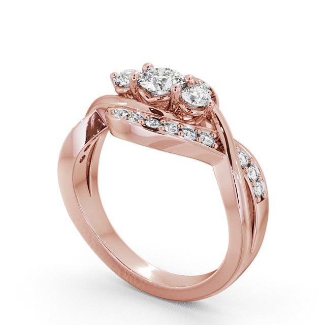 Three Stone Round Diamond Ring 9K Rose Gold With Channel Set Stones - Belsay