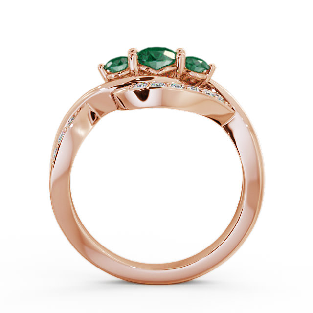 Three Stone Emerald and Diamond 0.59ct Ring 9K Rose Gold - Belsay TH23GEM_RG_EM_UP