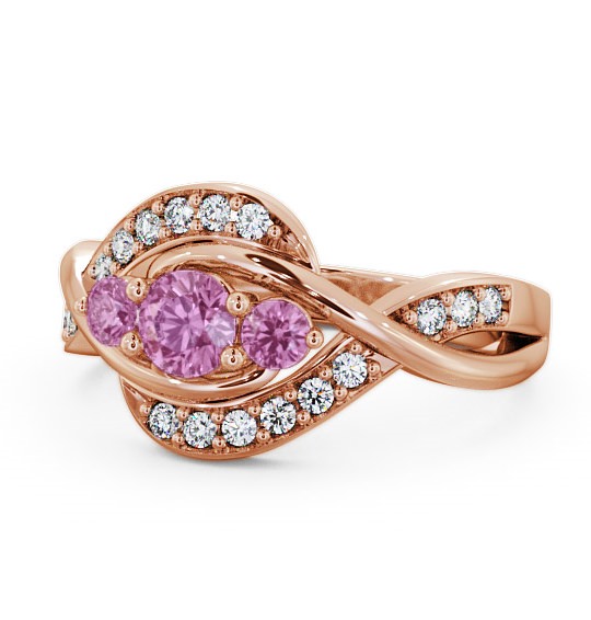  Three Stone Pink Sapphire and Diamond 0.70ct Ring 18K Rose Gold - Belsay TH23GEM_RG_PS_THUMB2 