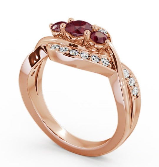 Three Stone Ruby and Diamond 0.70ct Ring 9K Rose Gold - Belsay TH23GEM_RG_RU_THUMB1
