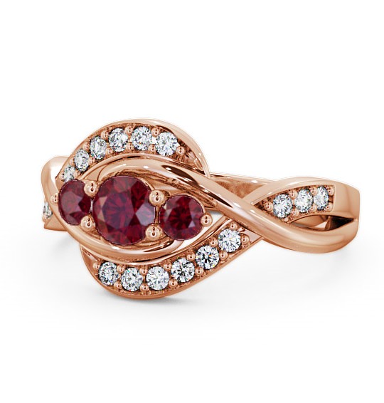  Three Stone Ruby and Diamond 0.70ct Ring 18K Rose Gold - Belsay TH23GEM_RG_RU_THUMB2 