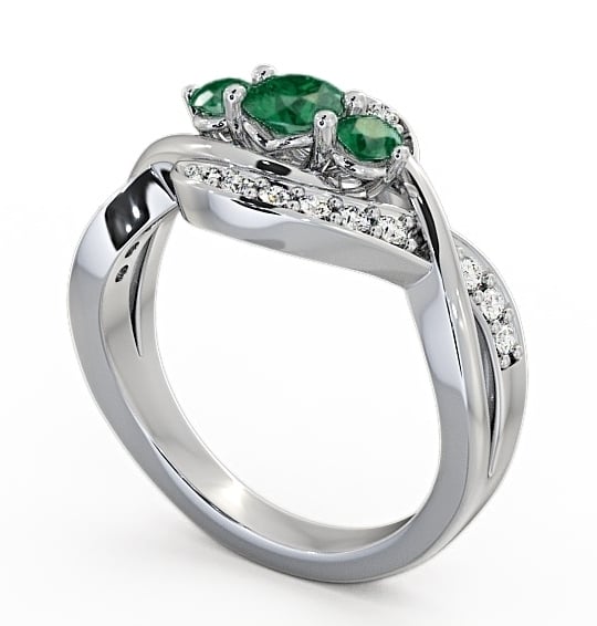 Three Stone Emerald and Diamond 0.59ct Ring Platinum - Belsay TH23GEM_WG_EM_THUMB1