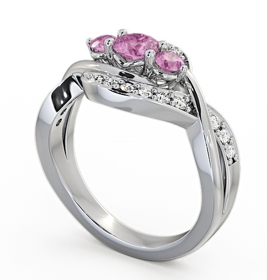 Three Stone Pink Sapphire and Diamond 0.70ct Ring 18K White Gold TH23GEM_WG_PS_THUMB1 