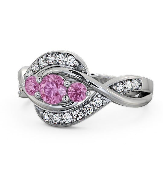  Three Stone Pink Sapphire and Diamond 0.70ct Ring Platinum - Belsay TH23GEM_WG_PS_THUMB2 