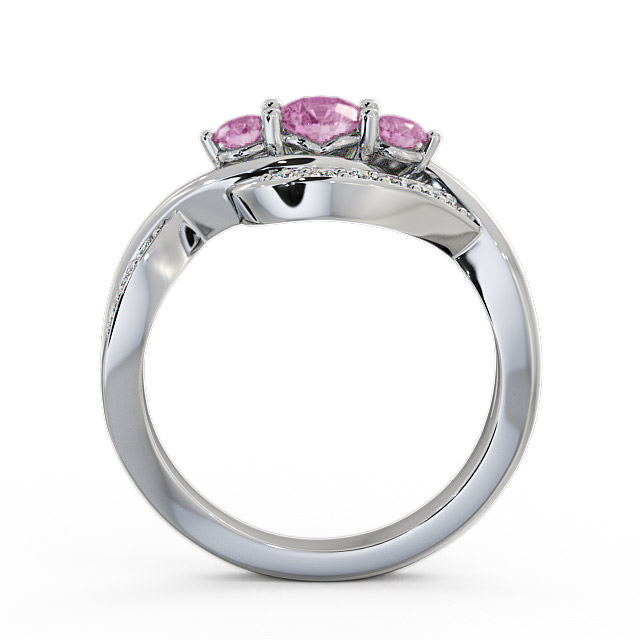 Three Stone Pink Sapphire and Diamond 0.70ct Ring Palladium - Belsay TH23GEM_WG_PS_UP